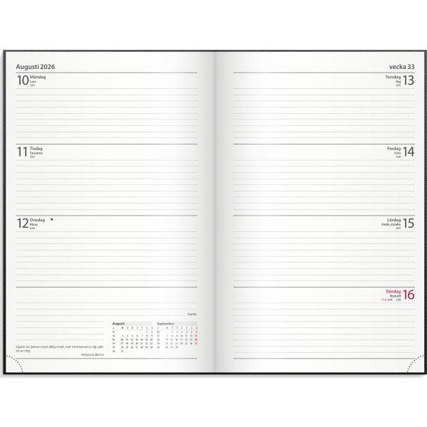 Burde 2026 Dagbokskalender, Svart