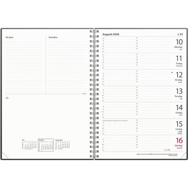 Burde 2026 Kalender Diplomat, Refill