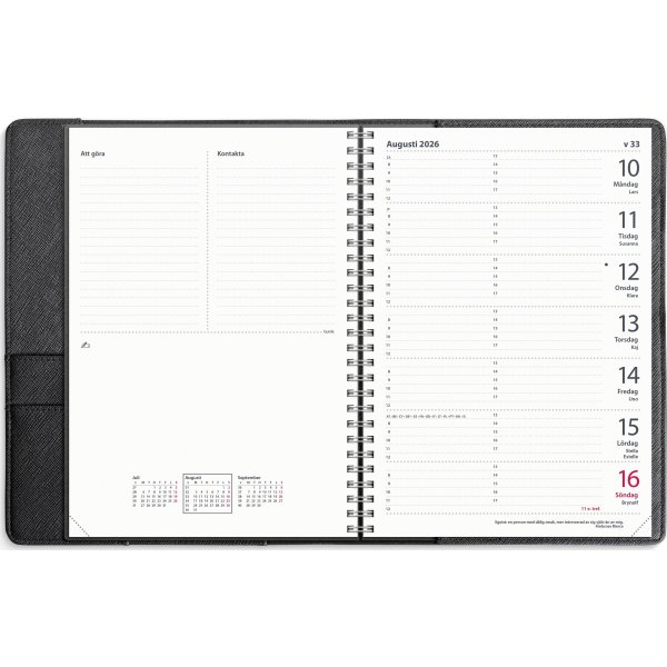 Burde 2026 Kalender Diplomat, Tora Konstläd, Svart