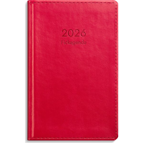 Burde 2026 Kalender, Fickagenda, Konstläder, Röd