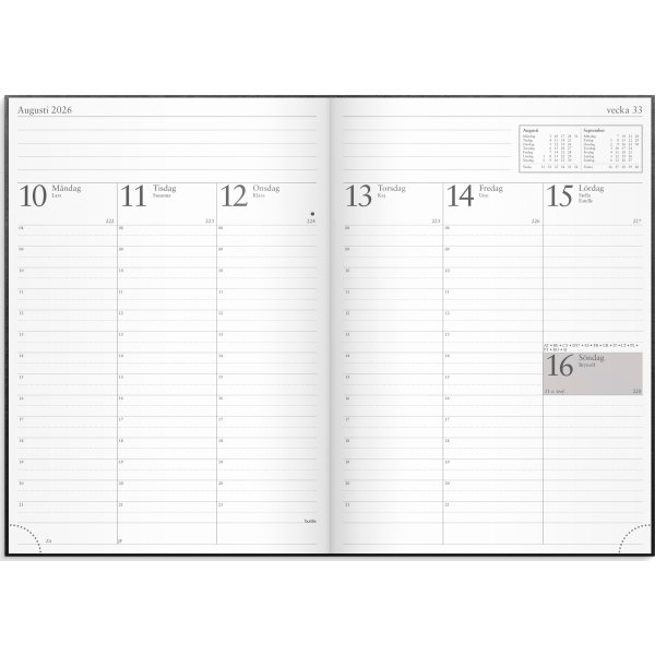 Burde 2026 Företagskalender, Konstläder, Svart