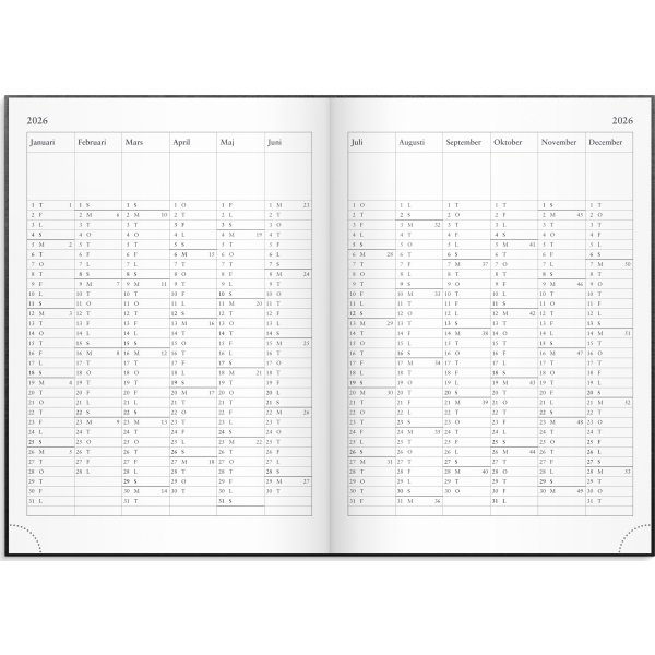 Burde 2026 Företagskalender, Konstläder, Svart