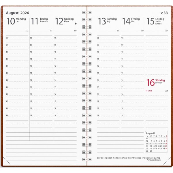 Burde 2026 Kalender, Interplano, Konstläder Cognac