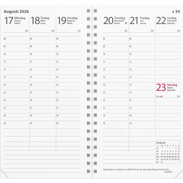 Burde 2026 Dagbokskalender, Refill