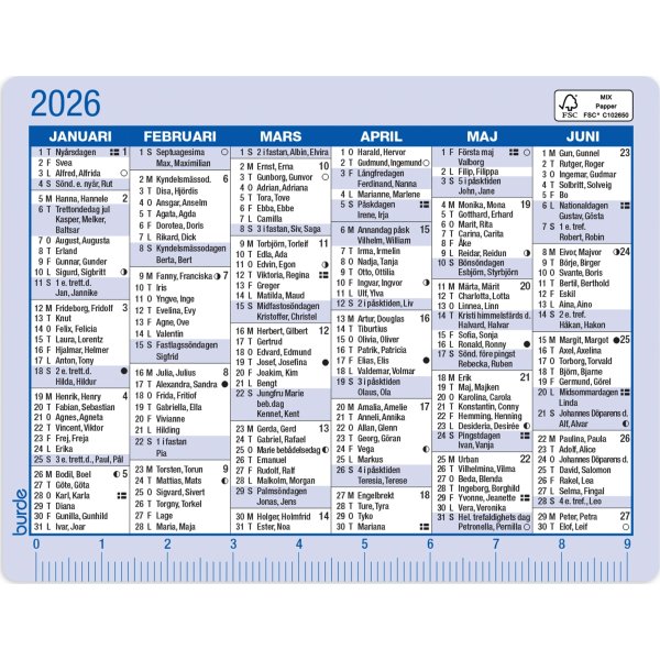 Burde 2026 Kalenderkort