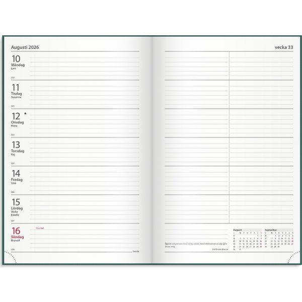 Burde 2026 Kontorskalender, Grön