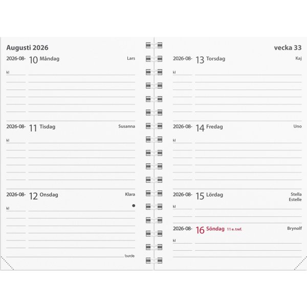 Burde 2026 Kalender Leader, Refill