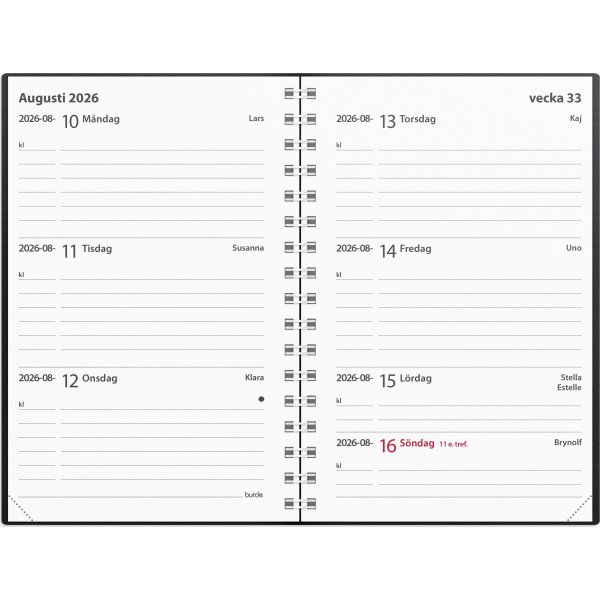 Burde 2026 Kalender Leader, Plast, Svart
