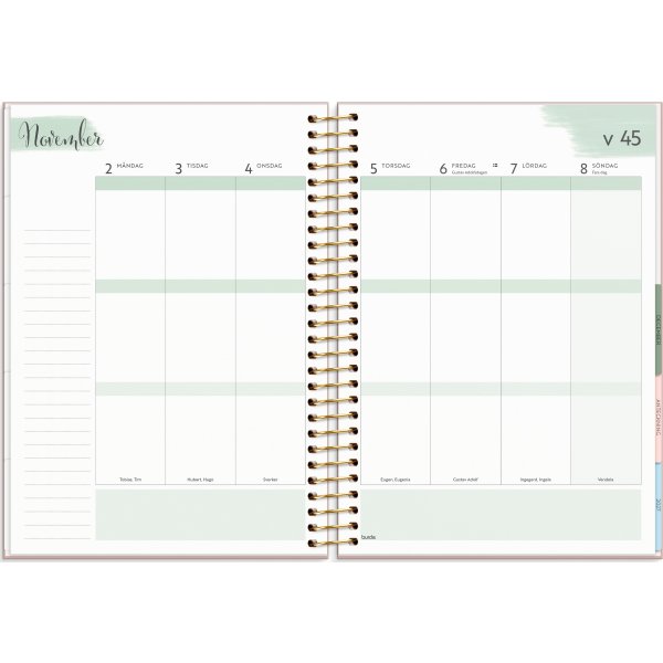 Burde 2026 Kalender, Life Organizer, Rosa
