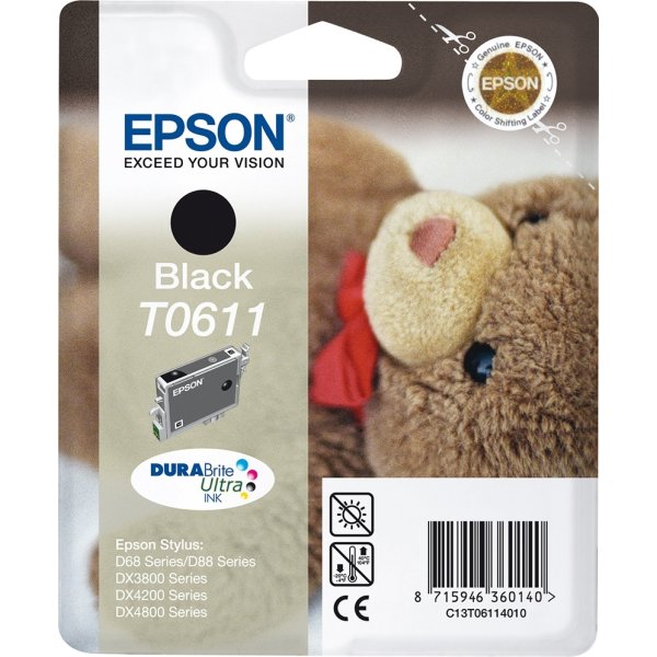 Epson nr T0611/C13T06114010 bläckpatron, svart, 25