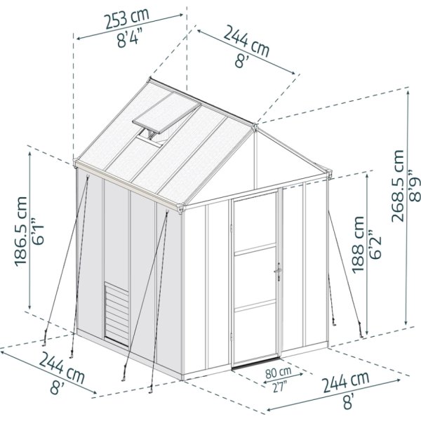 Palram Canopia Glory Växthus, 6,2 m2, grå