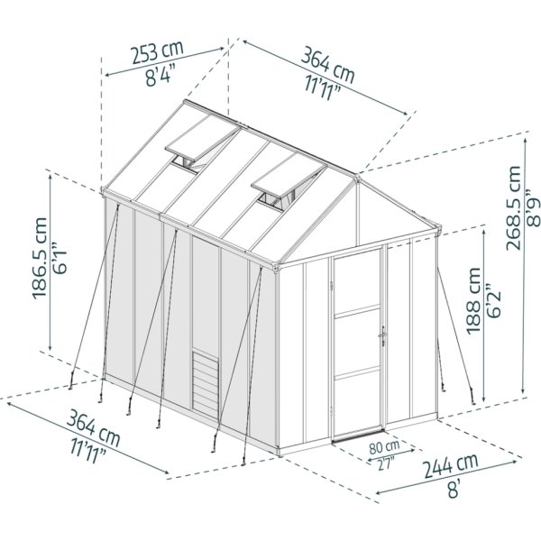 Palram Canopia Glory Växthus, 9,2 m2, grå