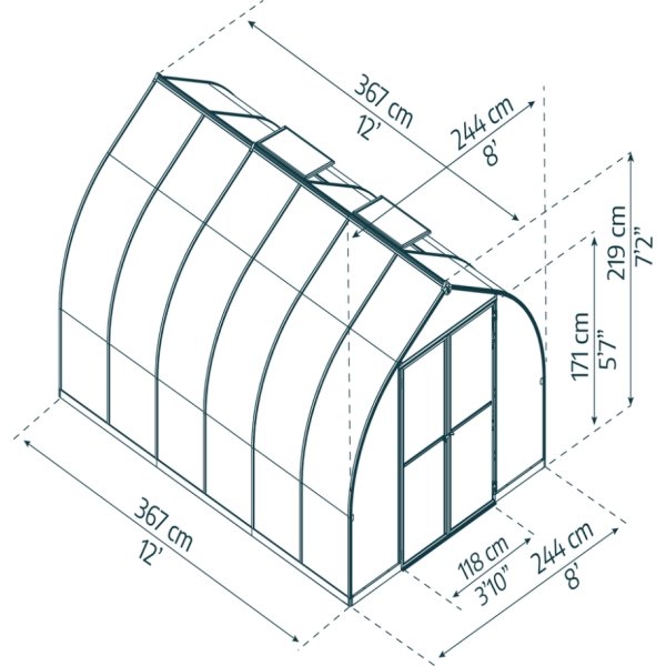 Palram Canopia Bella Växthus, 9 m2, silver
