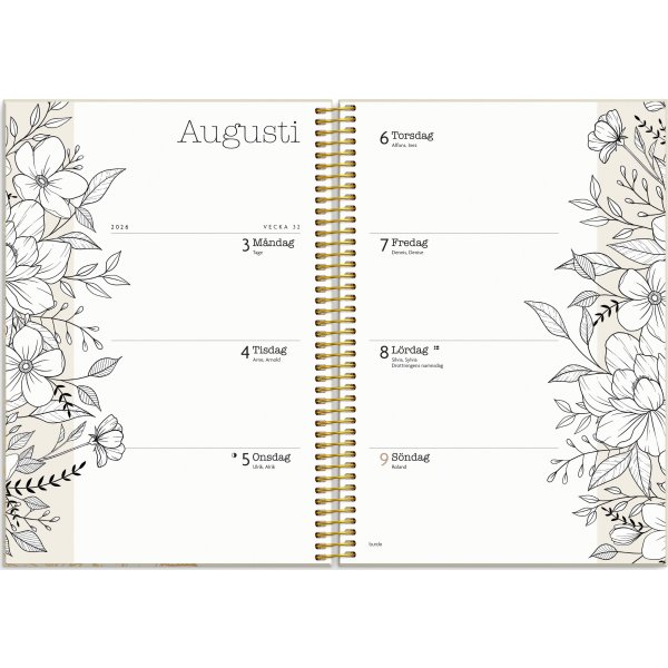 Burde 2026 Kalender, Life Planner, Bloom