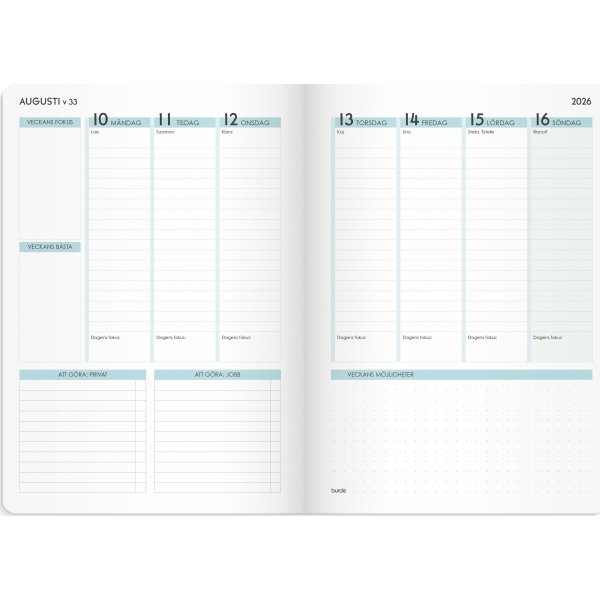 Burde 2026 Kalender, Life Planner, Focus