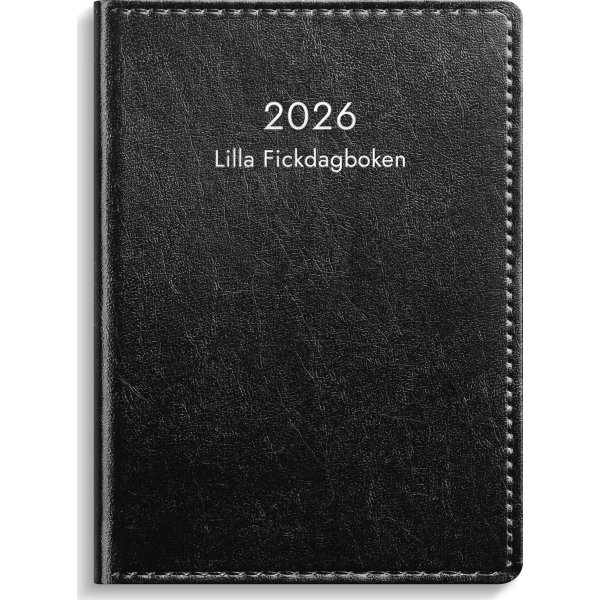 Burde 2026 Lilla Fickdagboken, Konstläder, Svart