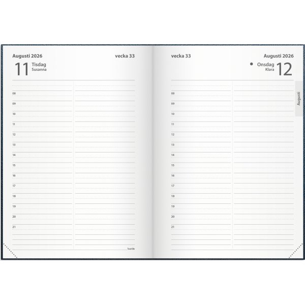 Burde 2026 Kalender Liten Dagbok, Konstläder, Blå