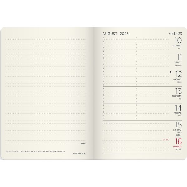 Burde 2026 Liten veckokalender Forma Deluxe brun