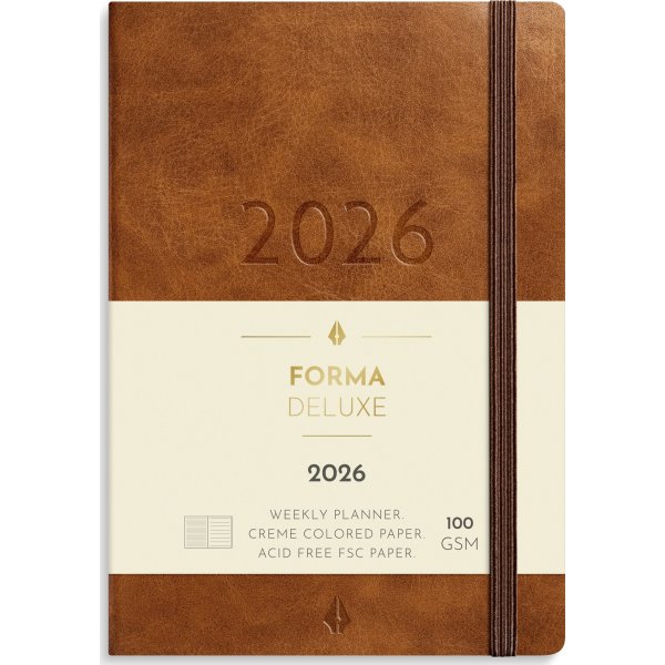 Burde 2026 Liten veckokalender Forma Deluxe brun