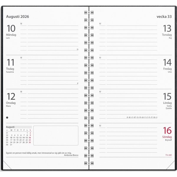 Burde 2026 Kalender Master, Konstläder, Svart