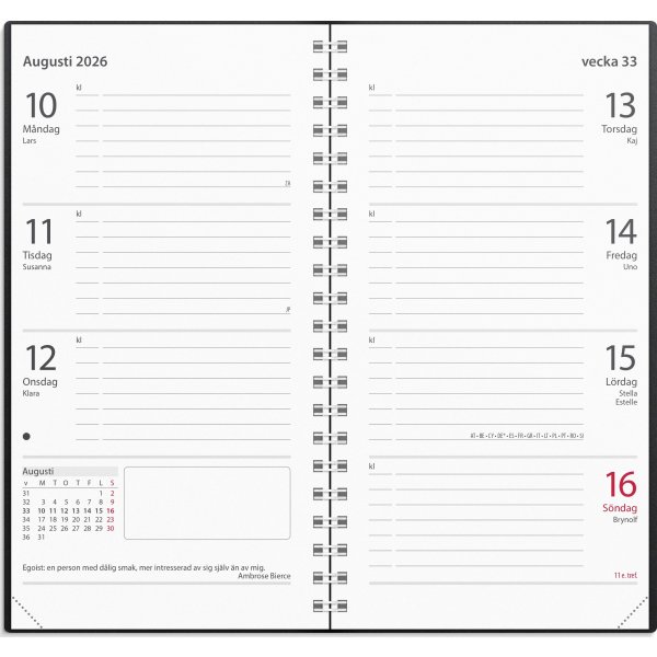 Burde 2026 Kalender Master, Plast, Svart