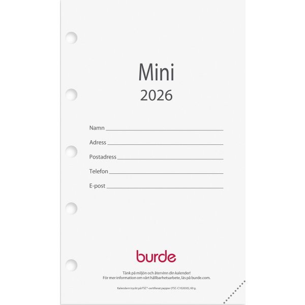 Burde 2026 Kalendersats, Mini