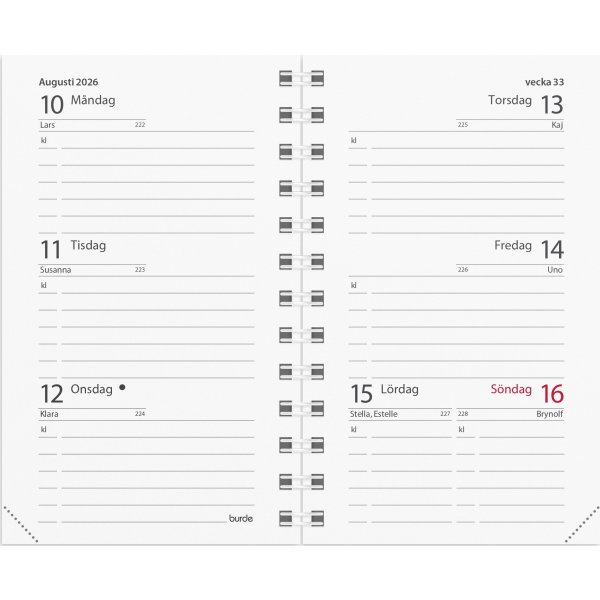 Burde 2026 Kalender, Mini, Refill