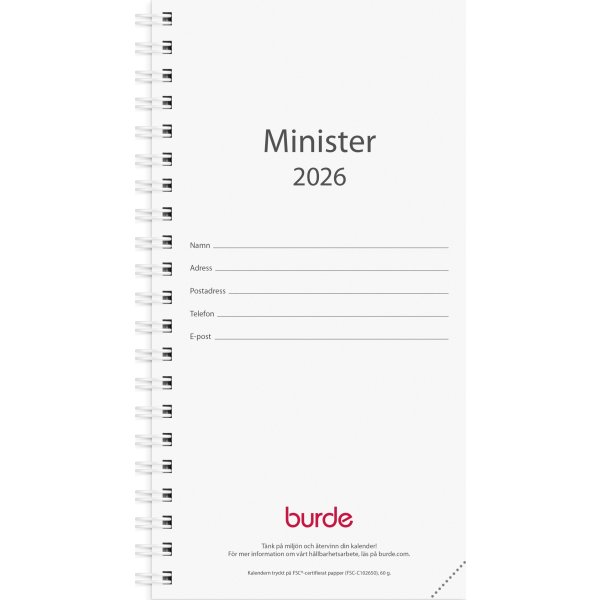 Burde 2026 Kalender, Minister Refill