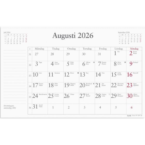 Burde 2026 Musmatta Månadsblock refill