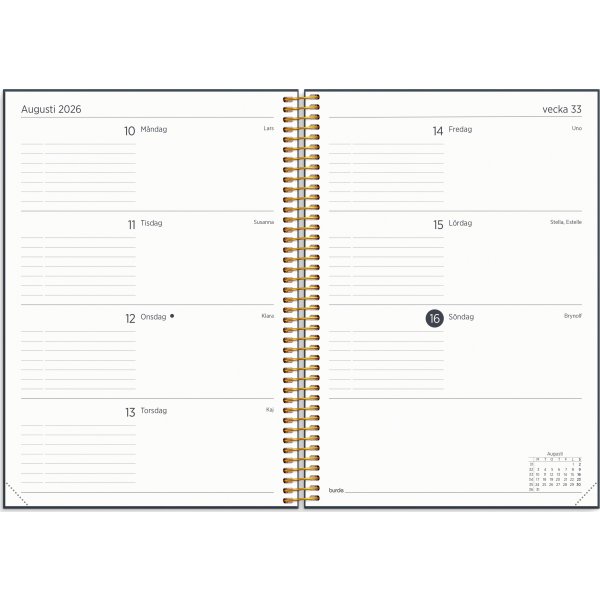 Burde 2026 Kalender Organizer & Notes