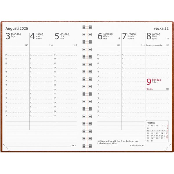 Burde 2026 Kalender Prestige, Konstläder, Cognac