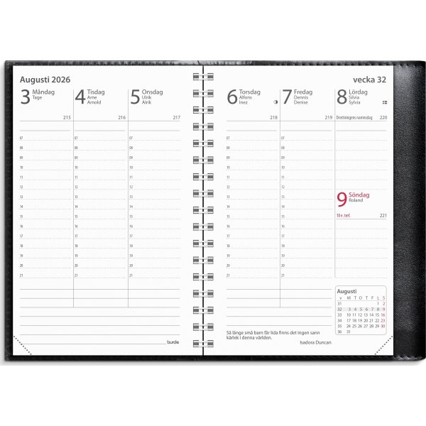 Burde 2026 Kalender Prestige de Luxe, Skinn, Svart