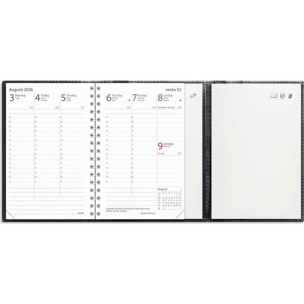 Burde 2026 Kalender Prestige de Luxe, Skinn, Svart