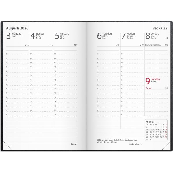 Burde 2026 Kalender Prestige, Konstläd, Svart, Inb