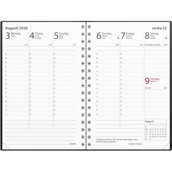 Burde 2026 Kalender Prestige, Plast, Svart