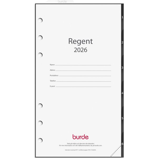 Burde 2026 Kalender, Regent Grundsats