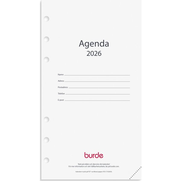 Burde 2026 Regent Kalendersats Regent, Agenda