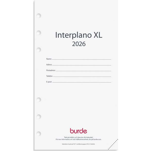 Burde 2026 Regent Kalendersats Xl, Interplano
