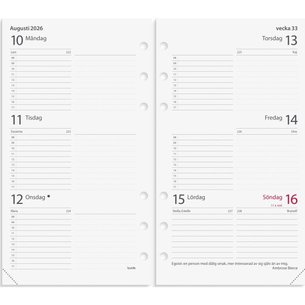 Burde 2026 Systemkalender Regent, Konstläder Svart