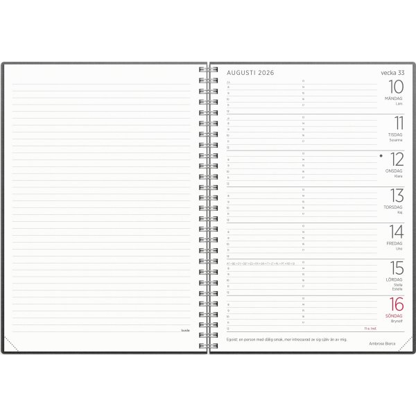 Burde 2026 Stor Veckokalender, Eco Line