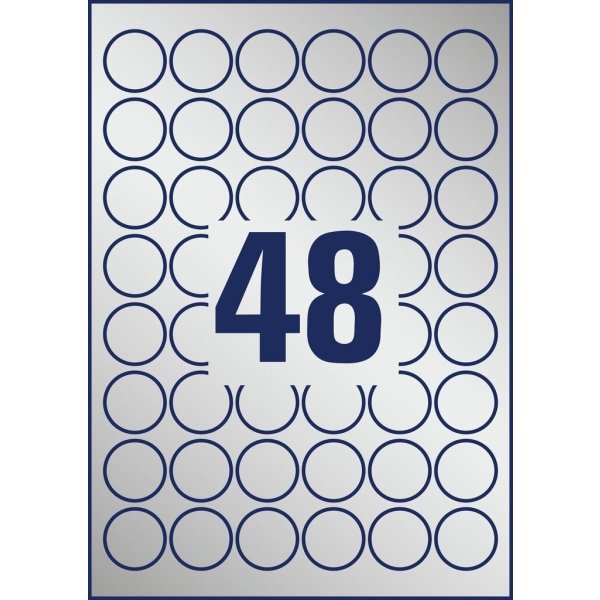 Avery L6129-20 runda, slitstarka etiketter, 30 mm,