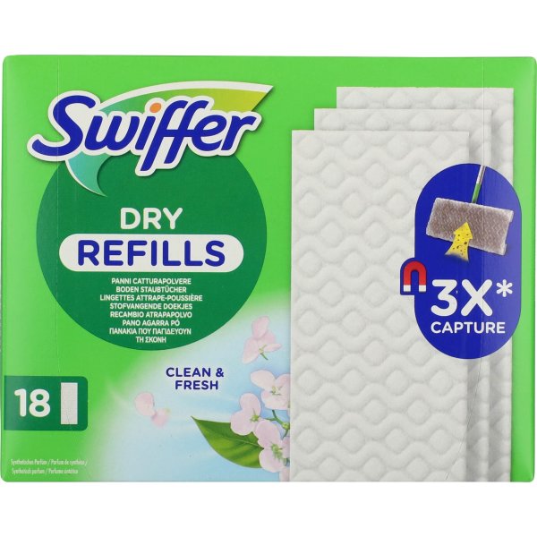 Swiffer Golvmopp Dry Refills, 18 torrdukar