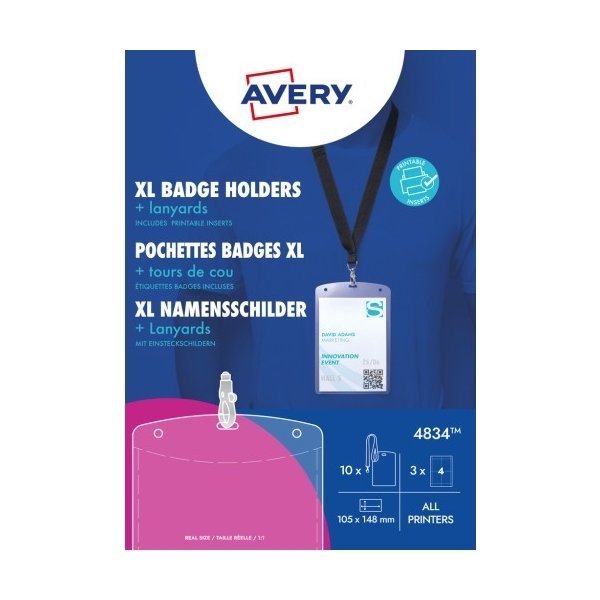 Avery 4834 Namnskyltshållare XL med nyckelband