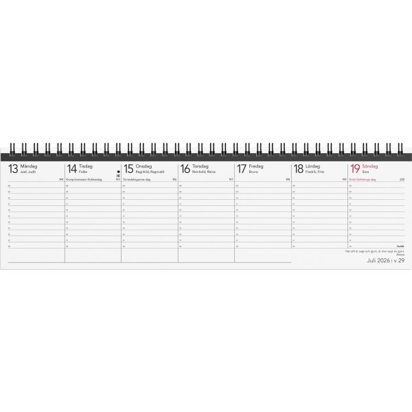 Burde 2026 Kalender, Veckoalmanackan Elegant