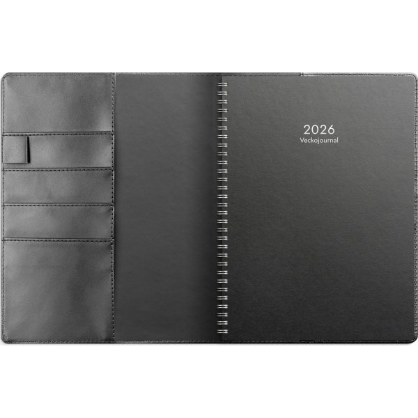 Burde 2026 Kalender Veckojournal, Konstläd., Svart