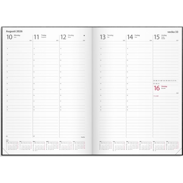 Burde 2026 Kalender Weekly A5, Konstläder, Svart