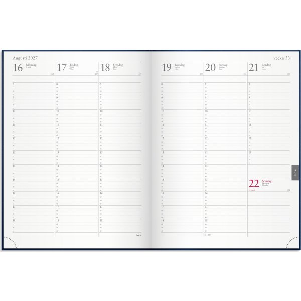 Burde 2027 Veckojournal, Konstläder, Blå
