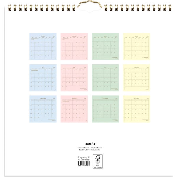 Burde 2026 Väggkalender, Color