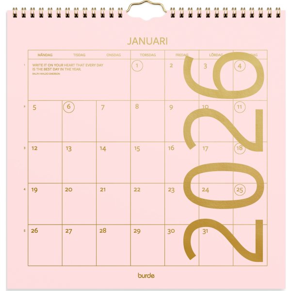 Burde 2026 Väggkalender, Color