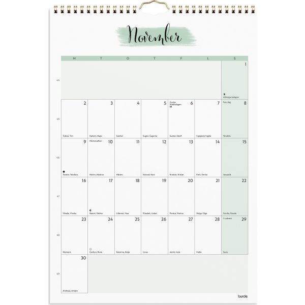 Burde 2026 Väggkalender, Life Organizer